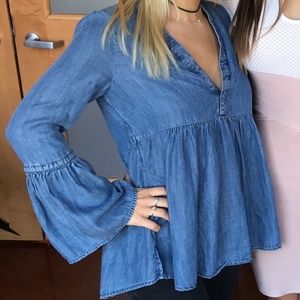 American Eagle Denim Babydoll Top